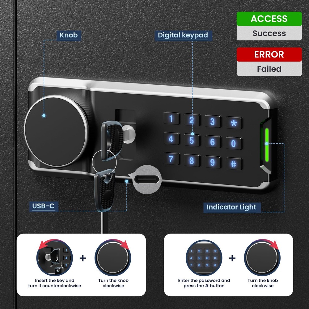 Heavy Duty 64 Keys Electronic Key Lock Box Wall Mount with Code, Key Cabinet ...