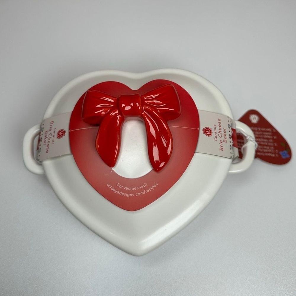 Heart-Shaped Brie Cheese Baker with Red Bow