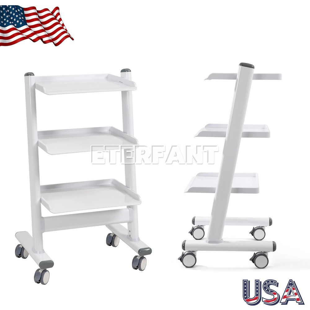 Lab Trolley Rolling Cart 3-Layer ABS Lab Serving Cart with Wheels/Socket