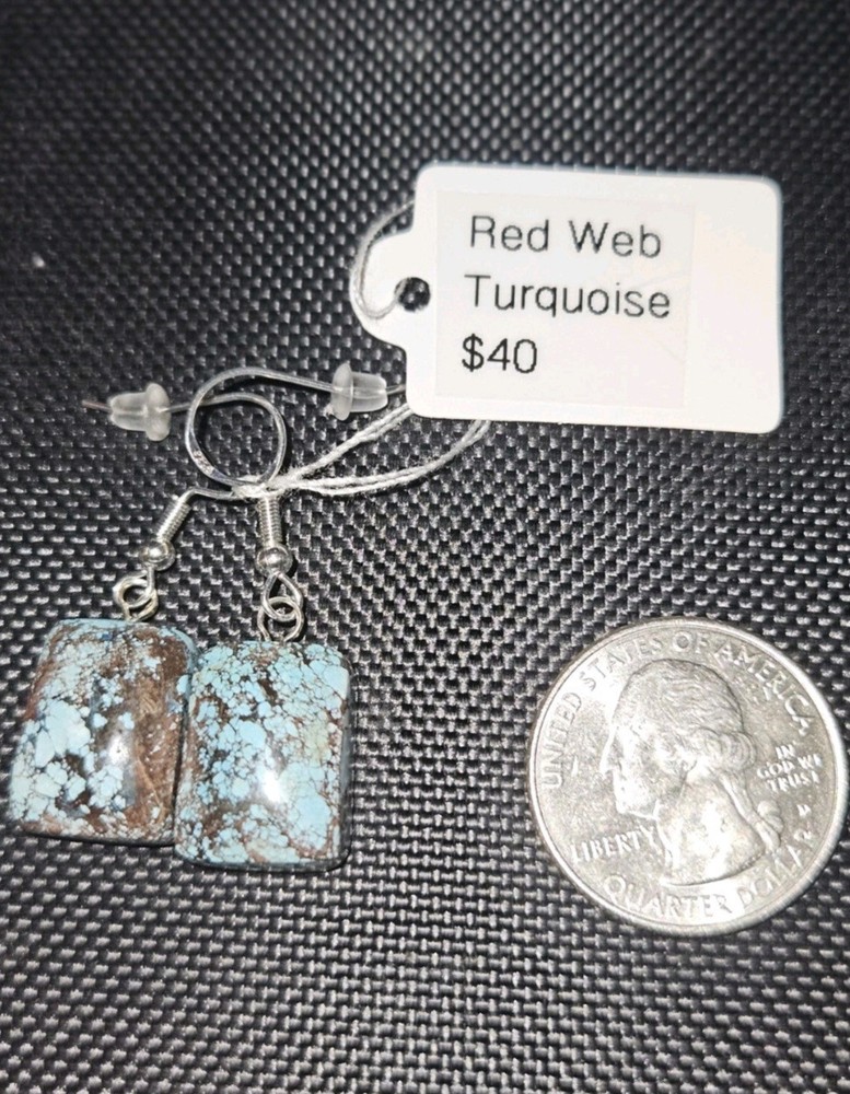 Red Web Turquoise Earrings