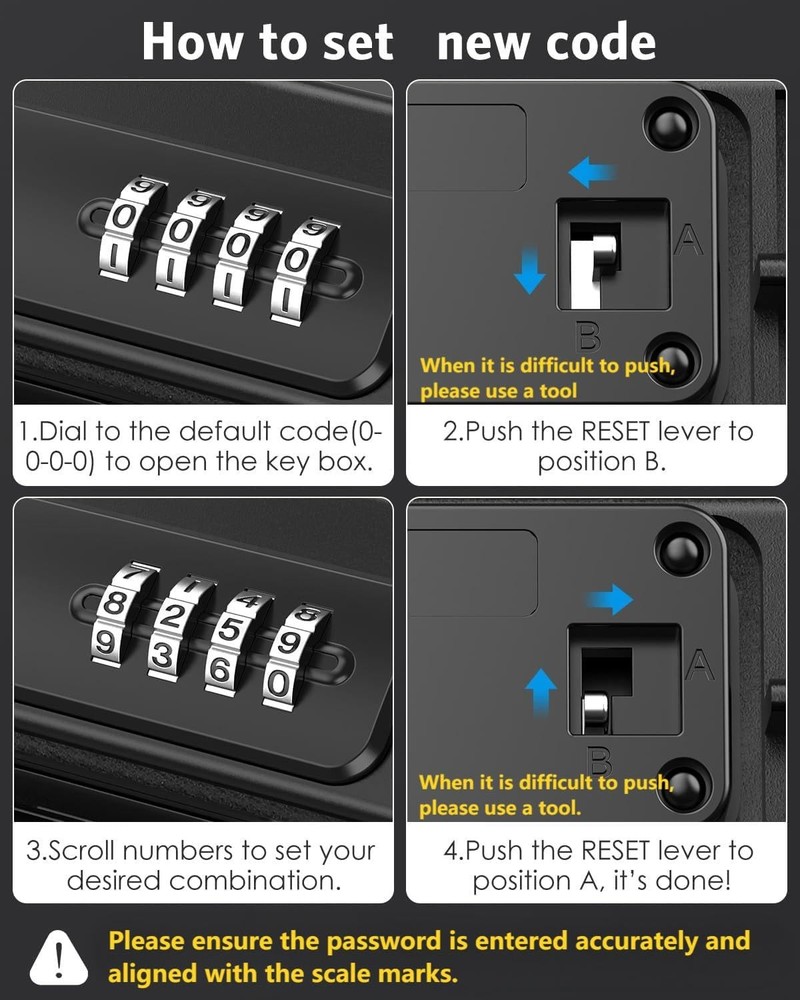 AMIR Portable Safe Box, Combination Security Case LockBox with Code, Black