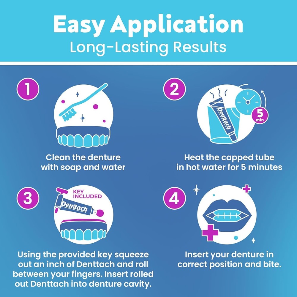 Denttach Seven Denture Adhesive, Thermoplastic Cushion,...