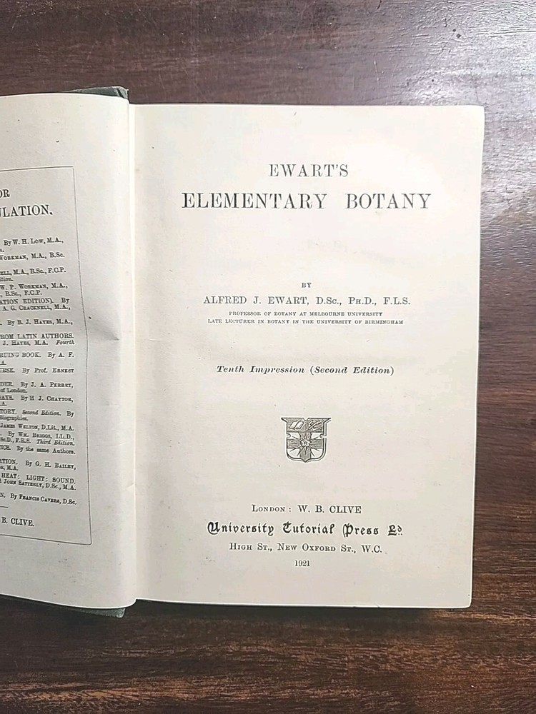 ELEMENTARY BOTANY 1921 RARE