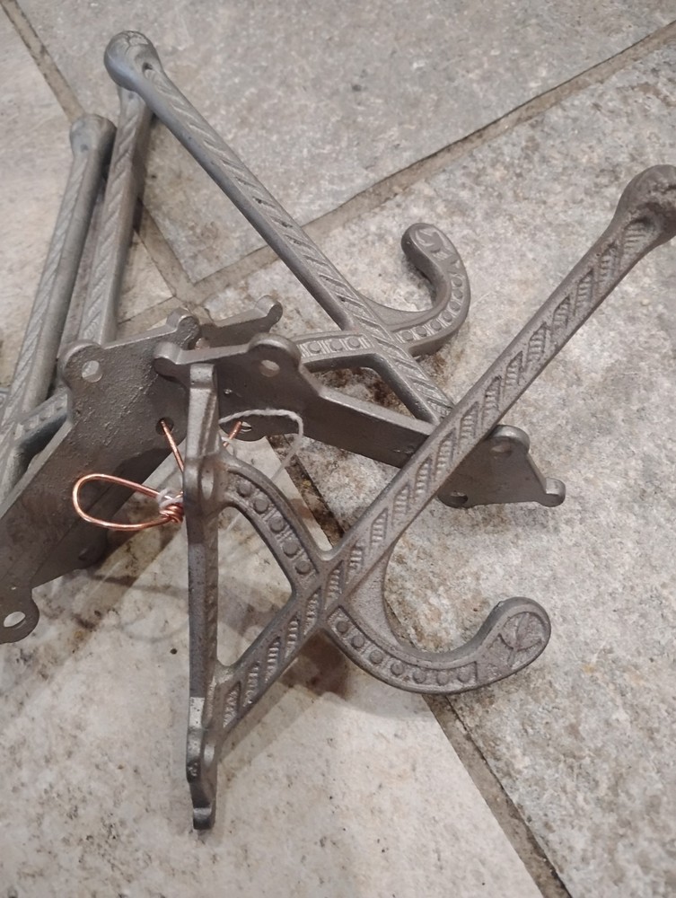4 Antique Cast Iron Wall Hooks 6"