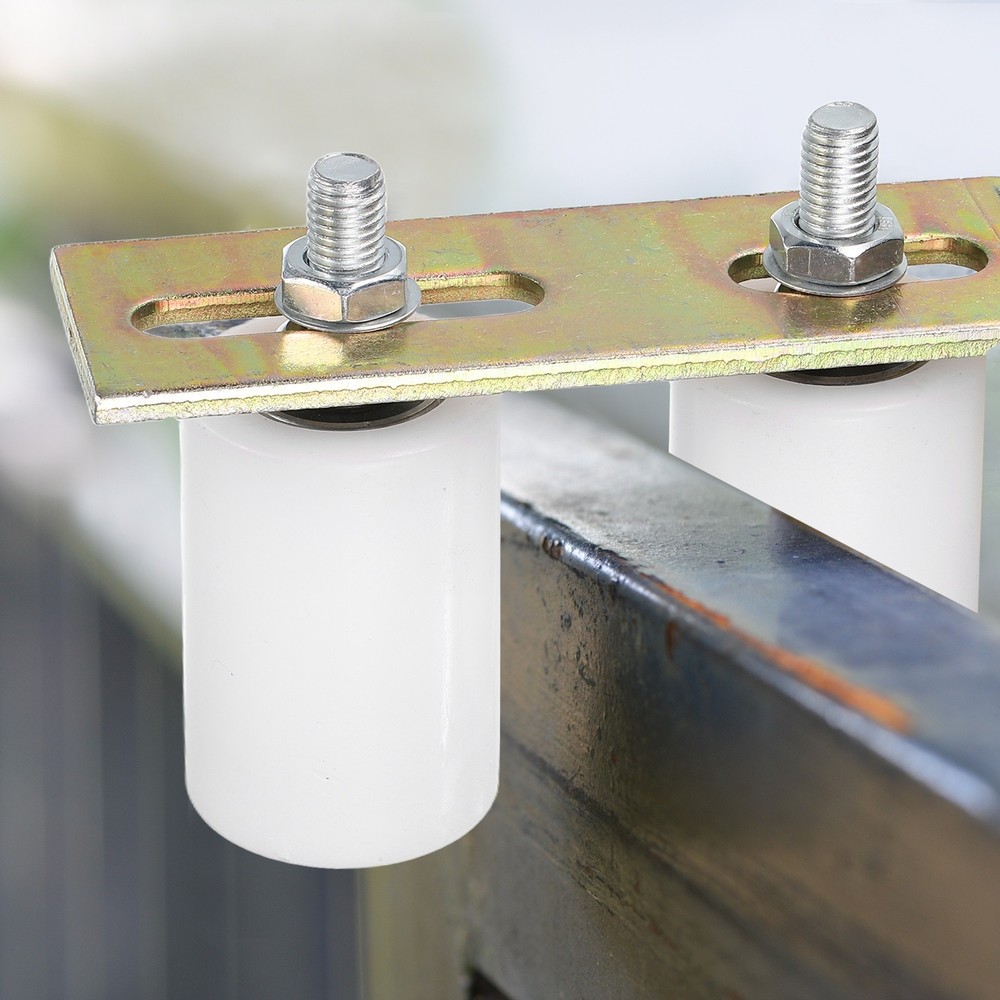 1Set Slide Gate Guide Roller, 2"x2-3/8" Nylon Gate Support & Bracket, White