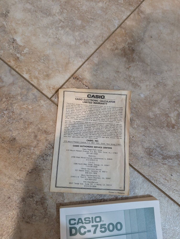 Casio Electronic Data Bank DC-7500 Needs Batteries