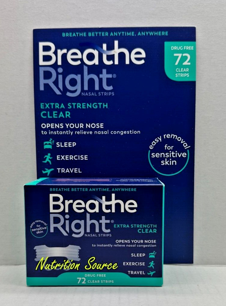 Breathe Right Extra Strength Nasal Strips 72 CLEAR Strips