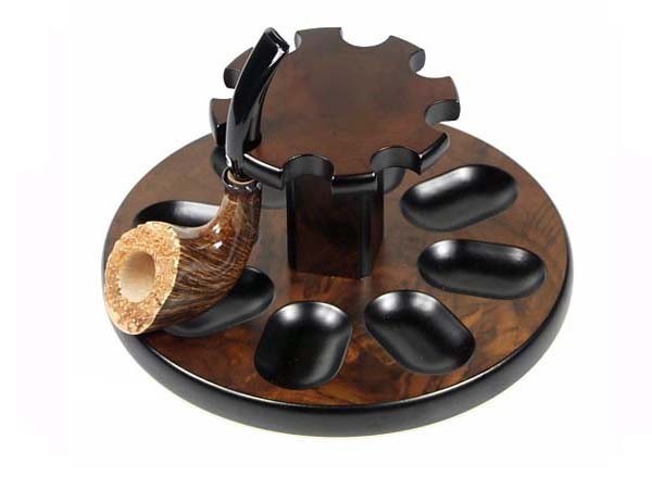Lubinski Round 8 Seater Walnut Root Pipe Holder