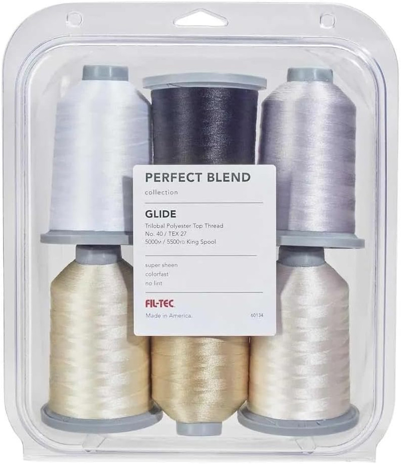 Neutral Thread Kit - 6 Spools, 5,500 Yds Each, Trilobal Polyester for Sewing