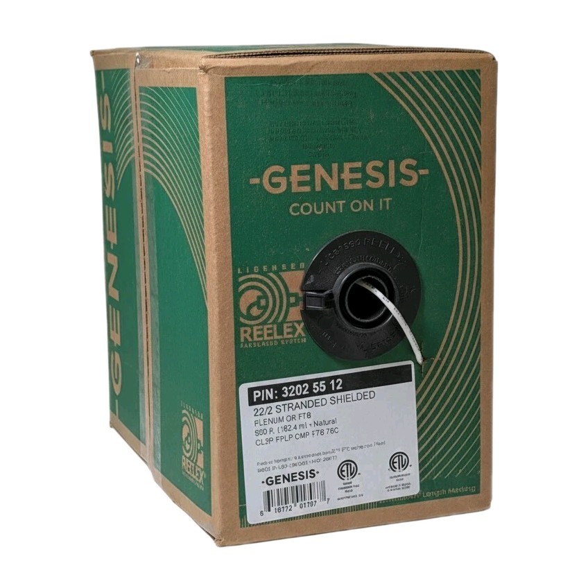 Open Box 130' Genesis 32025512 22g 2c Shielded Plenum Microphone Cable Box White