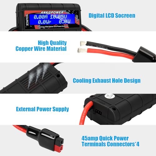 150A Watt Meter Power Analyzer, High Precision RC with Digital LCD BLACK