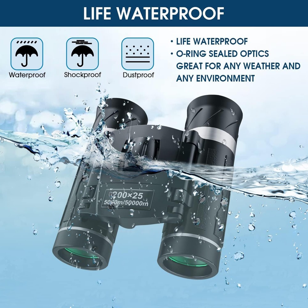 High Powered Mini Pocket Binoculars - Waterproof Small Binoculars for Traveling