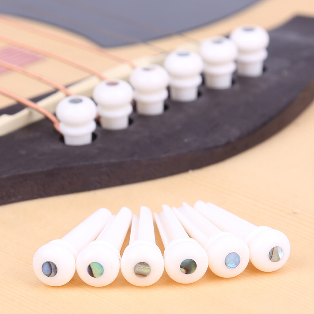 12Pcs Guitar Bone Bridge Pins Replacement Parts with Abalone Dot