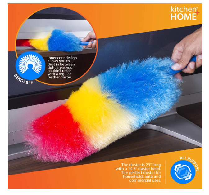 Kitchen + Home 23” inch Rainbow Static Duster - Electrostatic Feather Duster....