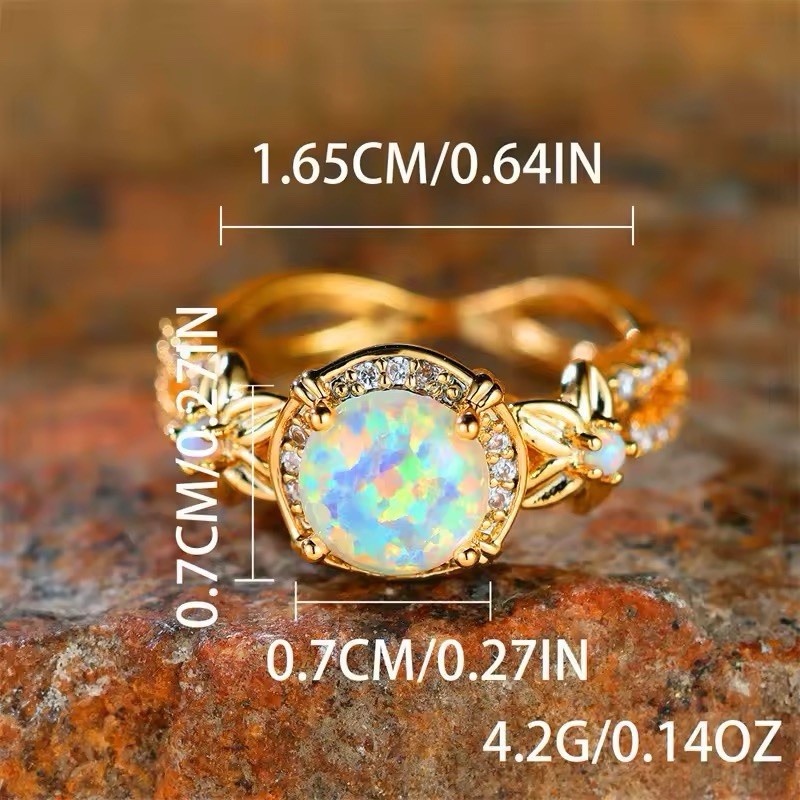 Opal Engagement Ring Gold Wedding Ring Size 6
