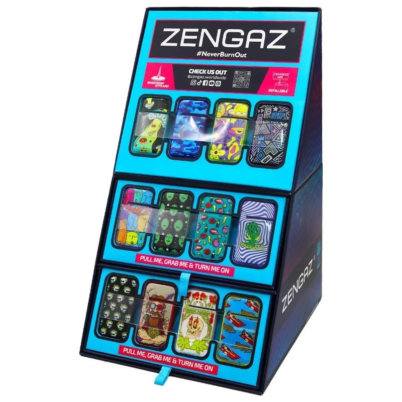Zengaz Windproof Jetflame Torch Lighters 48 Count Display | Refillable