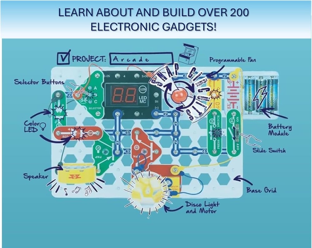 Arcade Electronics Exploration Kit - STEM Fun for Kids 8+, 200 Projects Inside