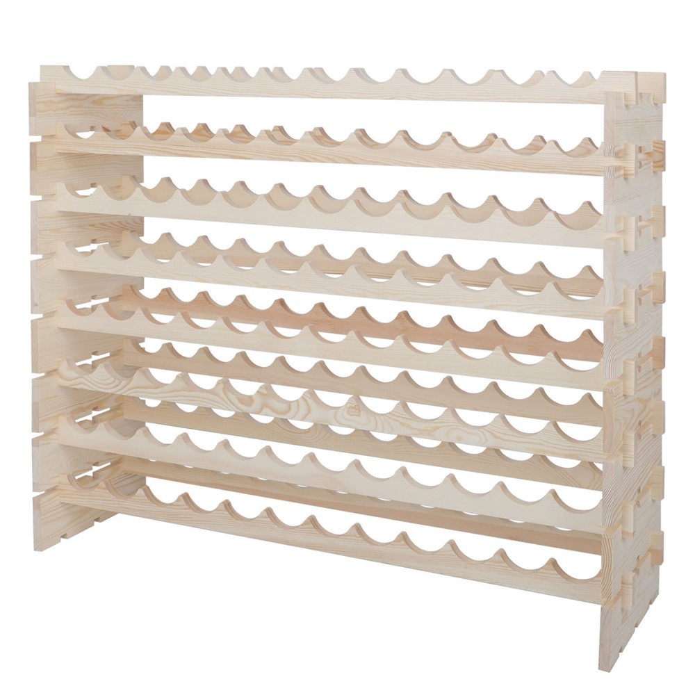 Stackable Wine Rack 8-Tier 96 Bottles Free Standing Modular Wine Storage Display