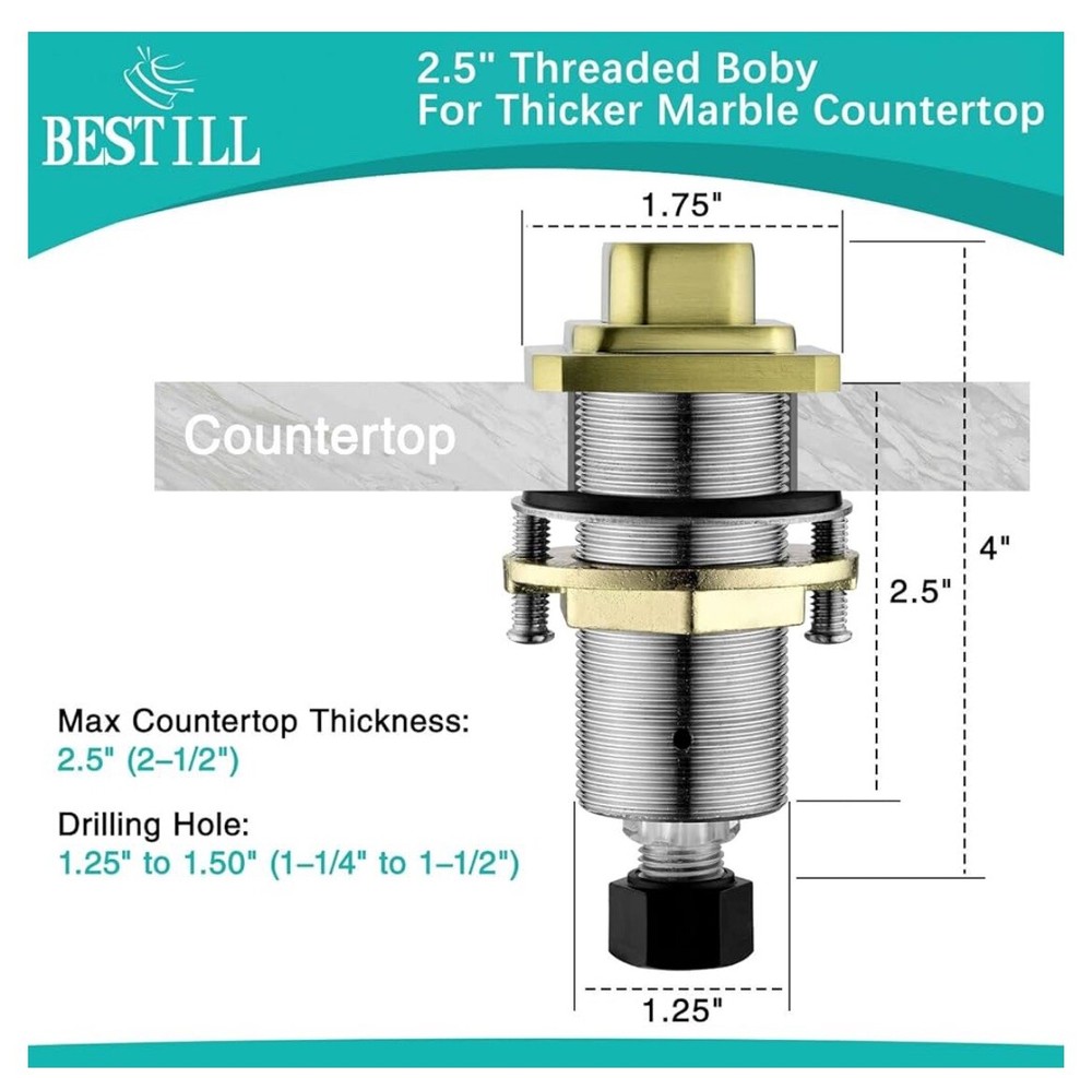 Garbage disposal air switch button - Brushed Gold