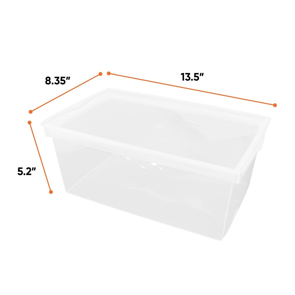 Superio Shoe Box Storage Container - 6.5 Quart Clear Plastic Stackable, 6 Pack