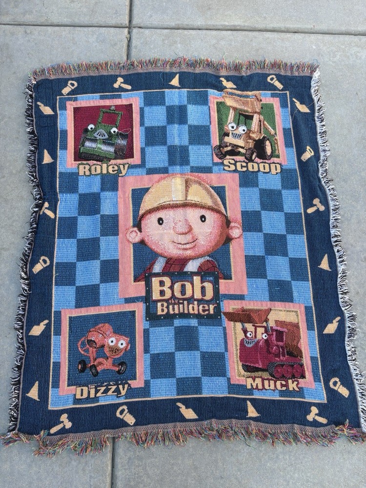 Bob the Builder Throw Blanket Roley Scoop Dizzy Muck Blue Construction
