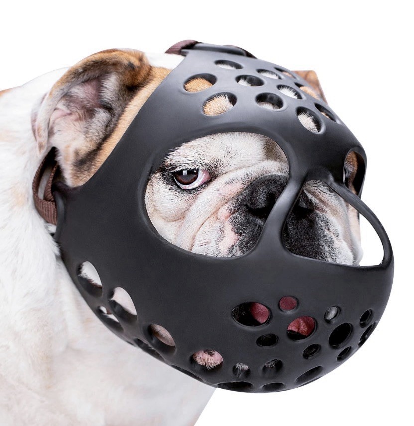 BARKLESS Short Snout Dog Muzzle, Soft Silicone Flat Faced Muzzle