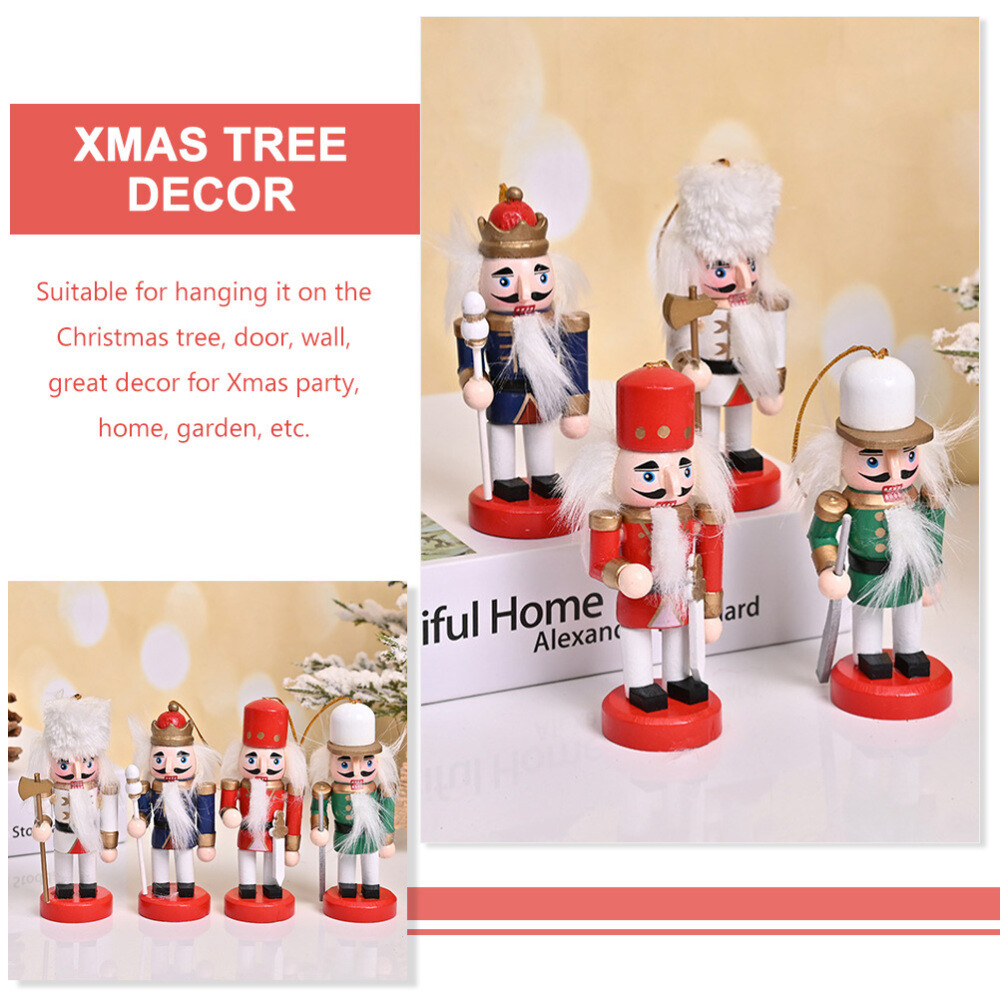 4PCS Christmas Tree Hanging Nutcrackers Figures Decorative Nutcrackers Pendants