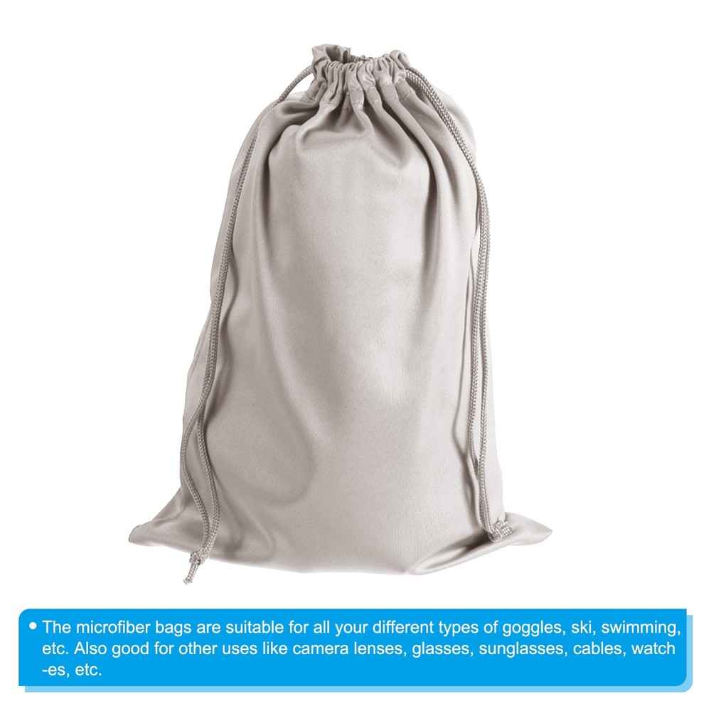 Ski Goggle Bag, 2 Pack Microfiber Snow Goggles Case Drawstring Pouch Gray