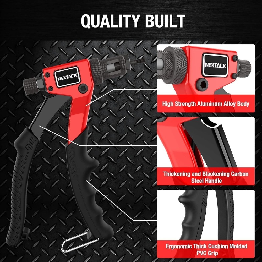 Rivet Gun Kit Tool Rivnut Thread Nut Setting Drill Bit Metric SAE Hand Riveting