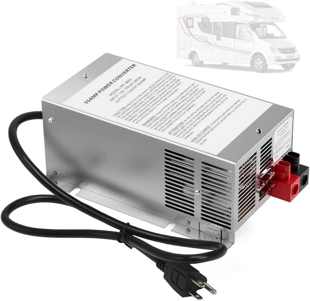 WF-9855 RV Converter 55 Amp Deck Power Converter Charger RV Trailer Camper 12V