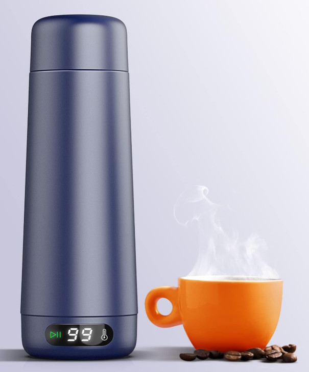 Mini hervidor portátil 370ml doble voltaje LCD control temperatura café, Nuevo