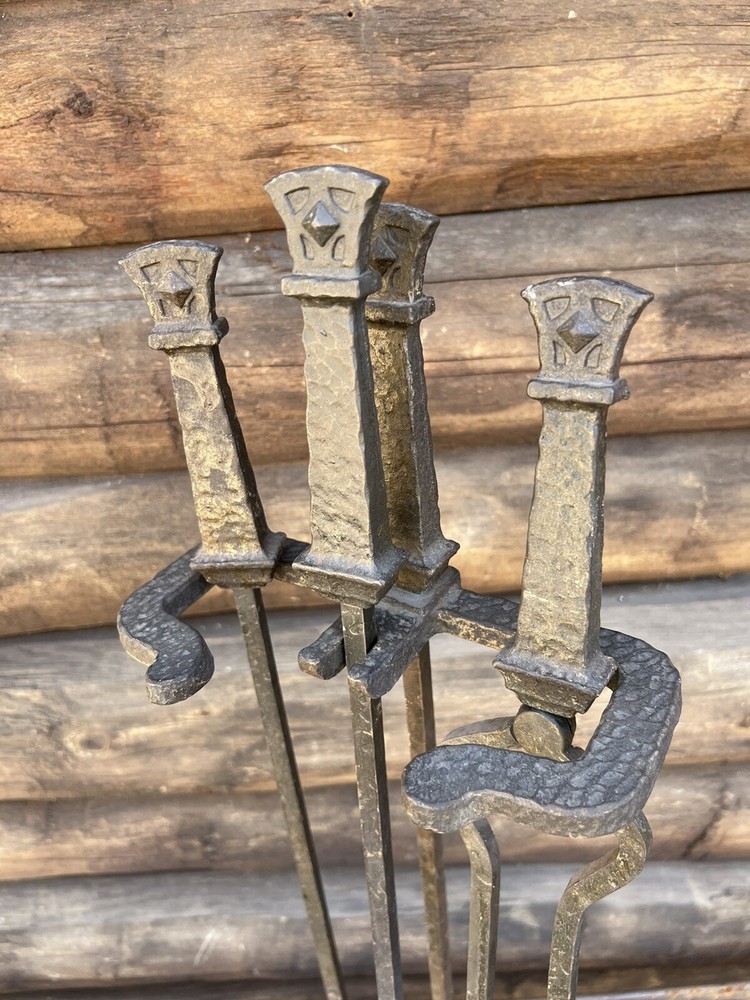 Antique Fireplace Tools Peerless Hammered Finish Early 1900’s