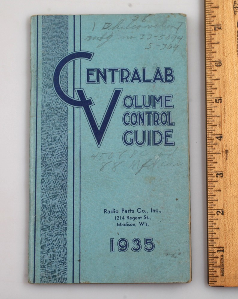 Vintage 1935 Centralab Volume Control Guide Manual Milwaukee