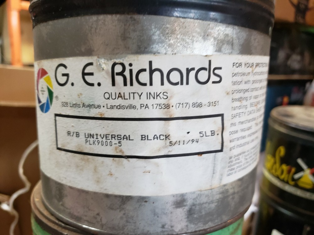 Used can G. E. Richards Rubber Based Universal Black Printing Ink