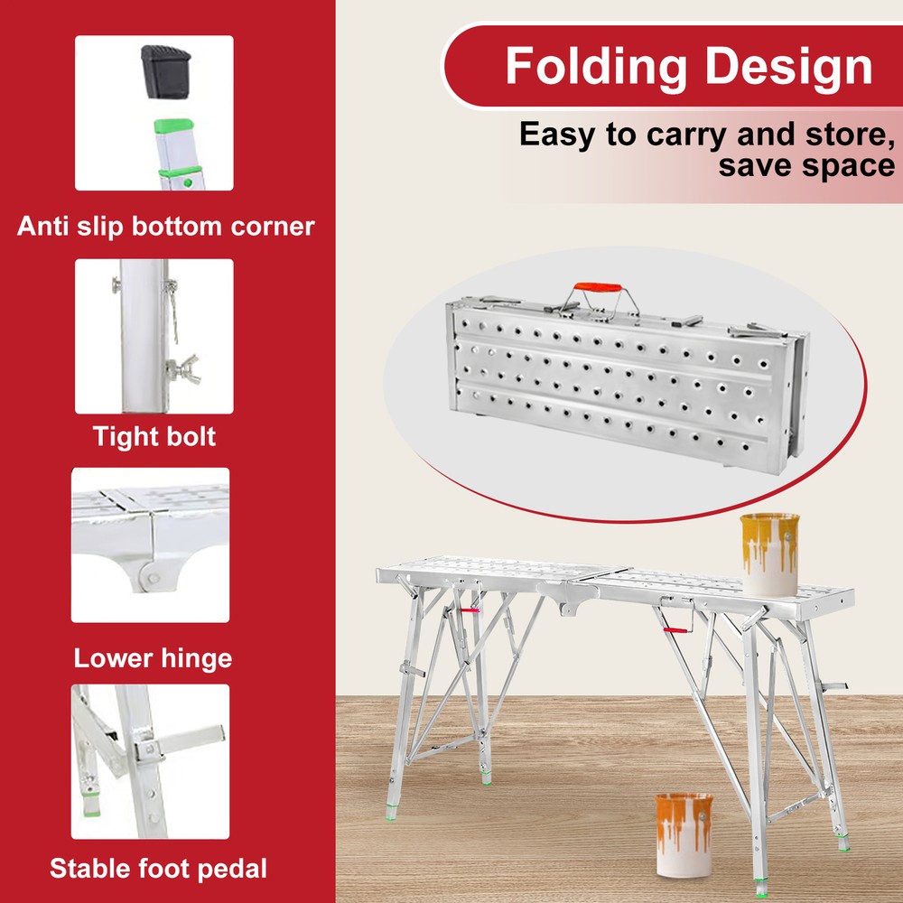 Portable Multipurpose Folding Scaffolding Work Platform Scaffold Tower Ladder