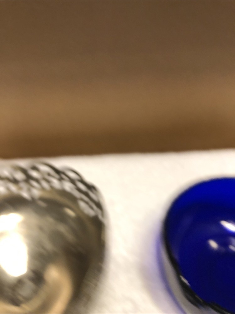 William Adams silver plated stand with blue glass bowl