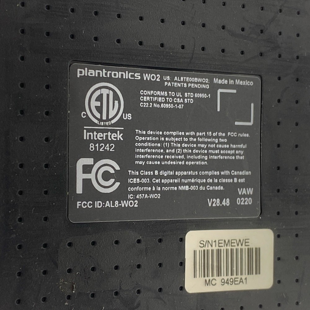 Plantronics WO2 Charging Base for 81242