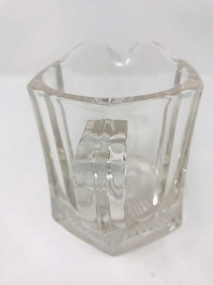 Vintage Clear Elegant Glass 6 Panel Hexagon Flat Panel Creamer 3 3/4”