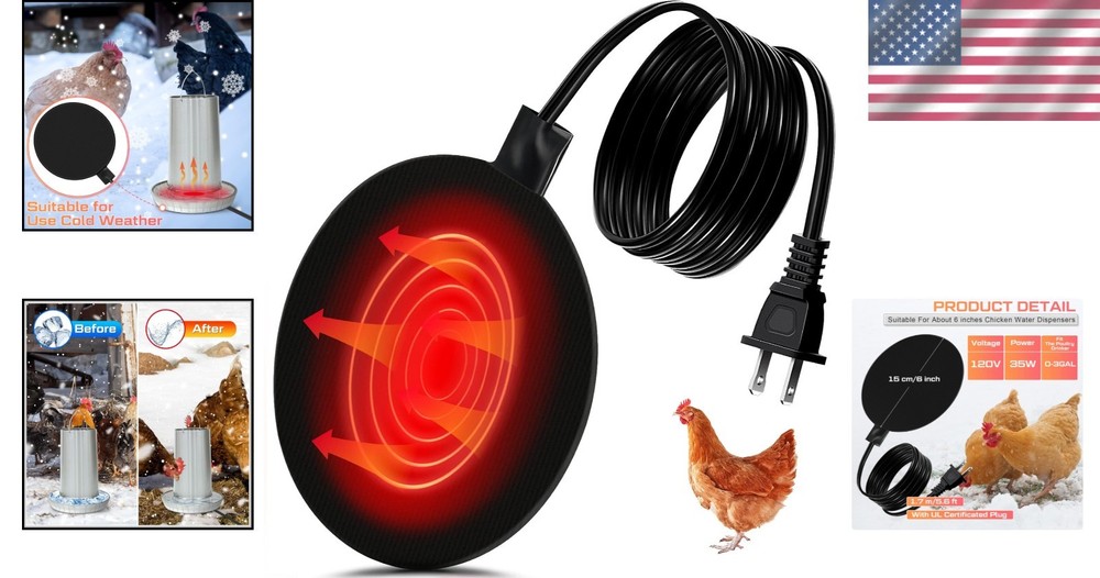 Energy-Efficient Chicken Water Heater for Cold Weather - Metal Bucket Approved