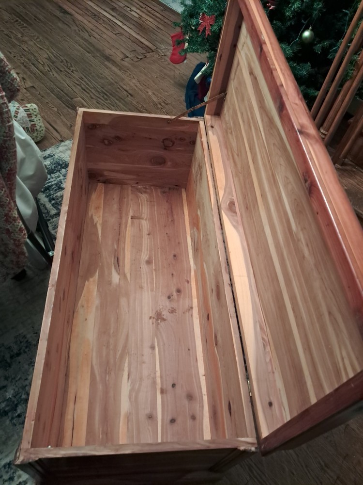 Vintage Red Cedar Blanket Chest with Brass Hardware, Solid Bedroom Storage