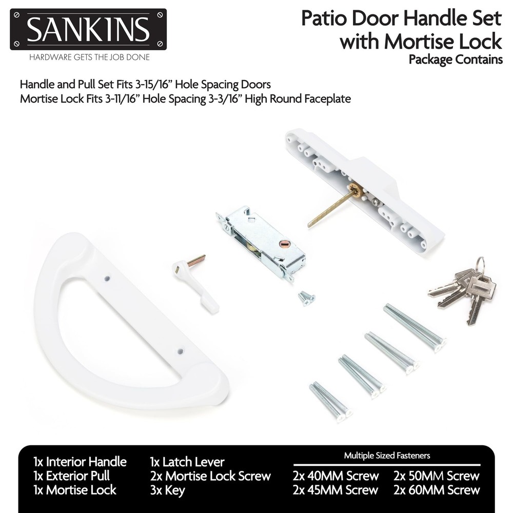 Sliding Patio Door Handle Pull Set with Key Cylinder, Replacement Sliding Doo...