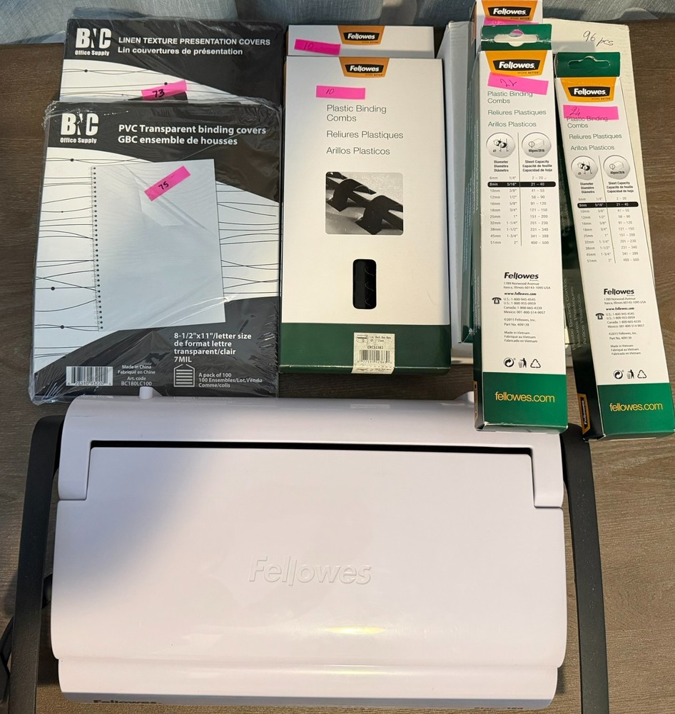 Fellowes Star + 150 Manual Comb Binding Machine CRC 50065 + Sheets and Combs