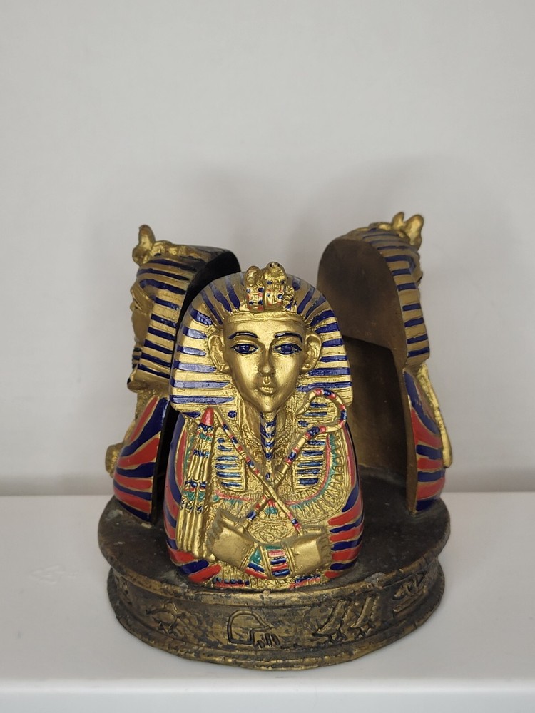 Egyptain pharaoh Bust candle Holder, Has Small Damage Decor Replacement