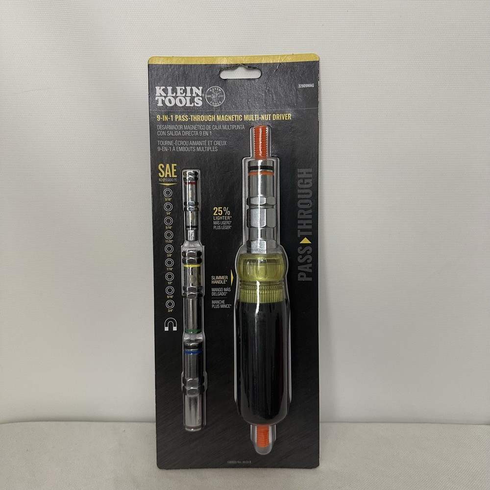 Klein Tools 9-in-1 Pass-Through Multi Nut Driver Magnetic SAE Hand Tool