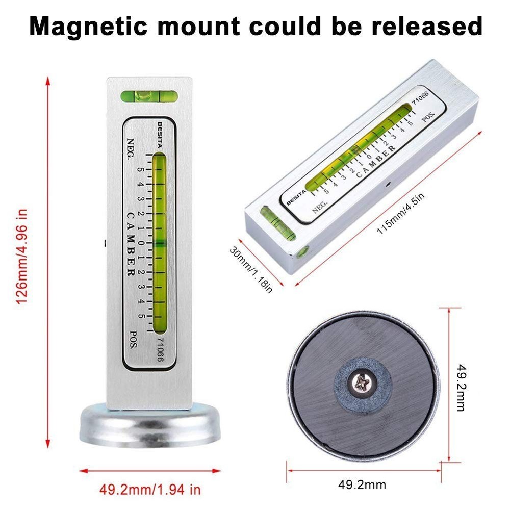 BESITA Adjustable Magnetic Gauge Tool Camber Alignment Silver, Silver