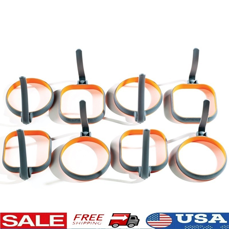 4" Egg Ring Set 8 Pack Square Circle Silicone Nonstick Breakfast Sandwich Maker