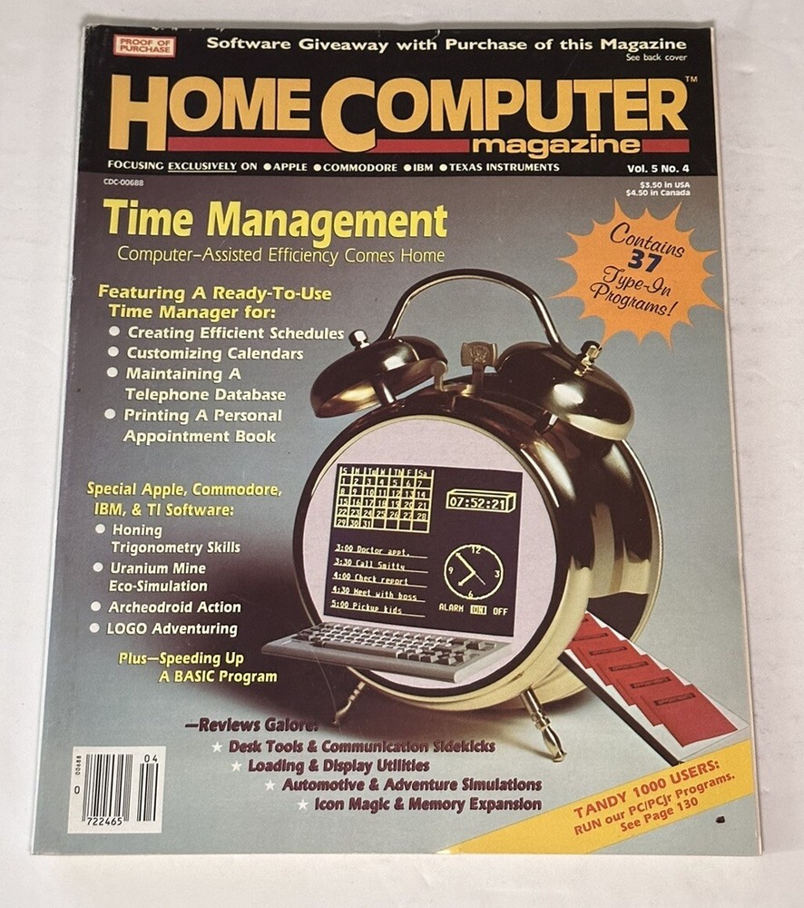Home Computer Magazine Vol. 5 Number 4 Apple Commodore IBM TI BASIC Tandy
