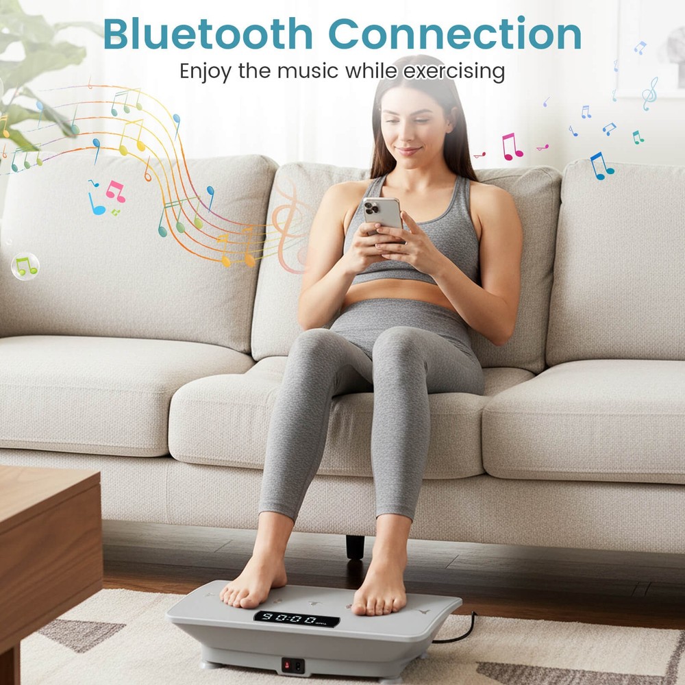 Vibration Plate Exercise Machine w/ Gravity Sensor, Remote Control, Bluetooth