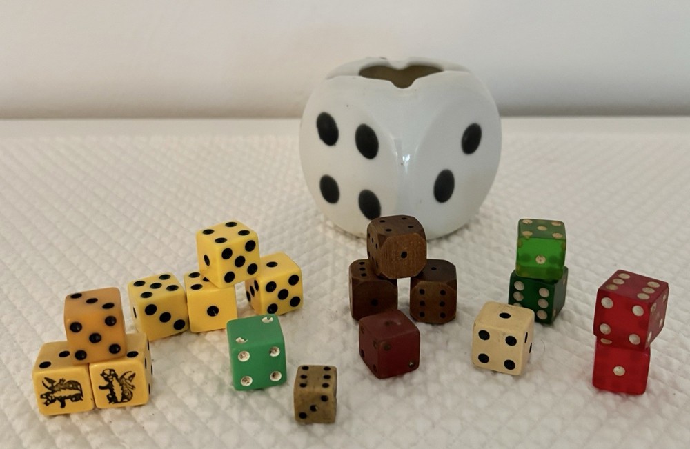 Dice Ashtray w/Antique Dice