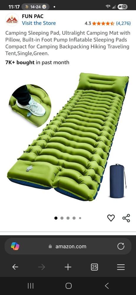 FUN PAC Sleeping Pad For Camping New Blue